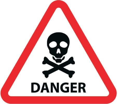 Avertissement de danger avec symbole skull et croix, signalant un risque potentiel pour la santé ou la sécurité. Idéal pour sensibiliser sur les précautions à prendre dans un contexte médical ou chimi.